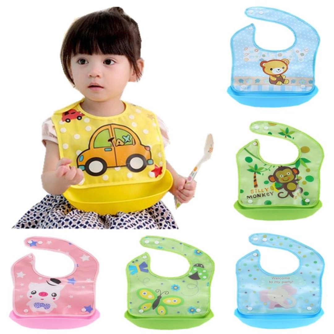 Waterproof Polyester Silicone Tray Bibs
